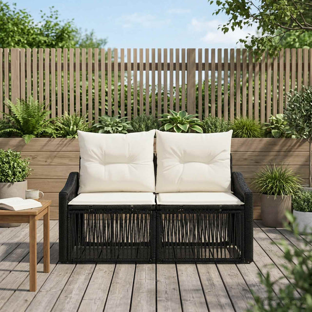 Vidaxl tuinbank 2-aantal zitplaatsen zwart poly rattan