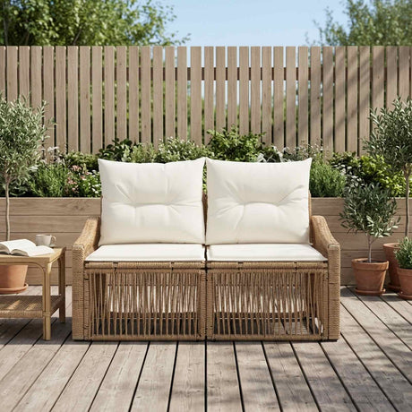 Vidaxl tuinbank 2-aantal zitplaatsen beige poly rattan