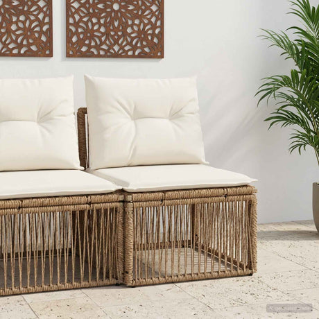 Vidaxl armloze sofa eenheid beige poly rattan