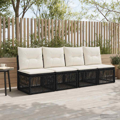 Vidaxl 4-zits bank 4 st 4-aantal zitplaatsen zwart poly rattan