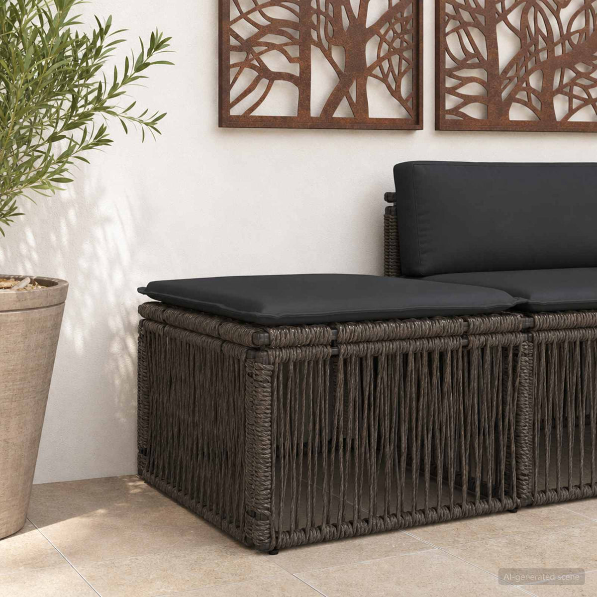 Vidaxl voetensteun grijs poly rattan