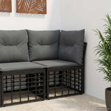 Vidaxl modulaire outdoor hoek sofa eenheid zwart poly rattan