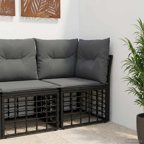 Vidaxl modulaire outdoor hoek sofa eenheid zwart poly rattan