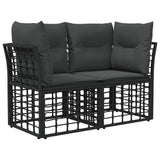 Vidaxl buiten loveseat 2 st 2-aantal zitplaatsen zwart en donkergrijs