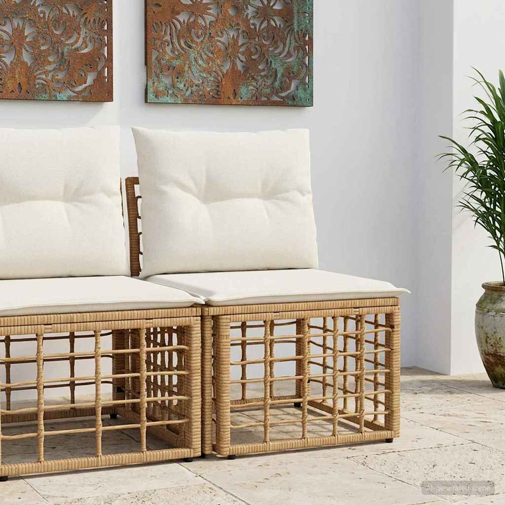 Vidaxl modulaire outdoor armloze sofa eenheid naturel poly rattan