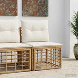 Vidaxl modulaire outdoor armloze sofa eenheid naturel poly rattan