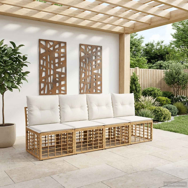 Vidaxl 4-zits tuin sofa armloos 4 st 4-aantal zitplaatsen naturel