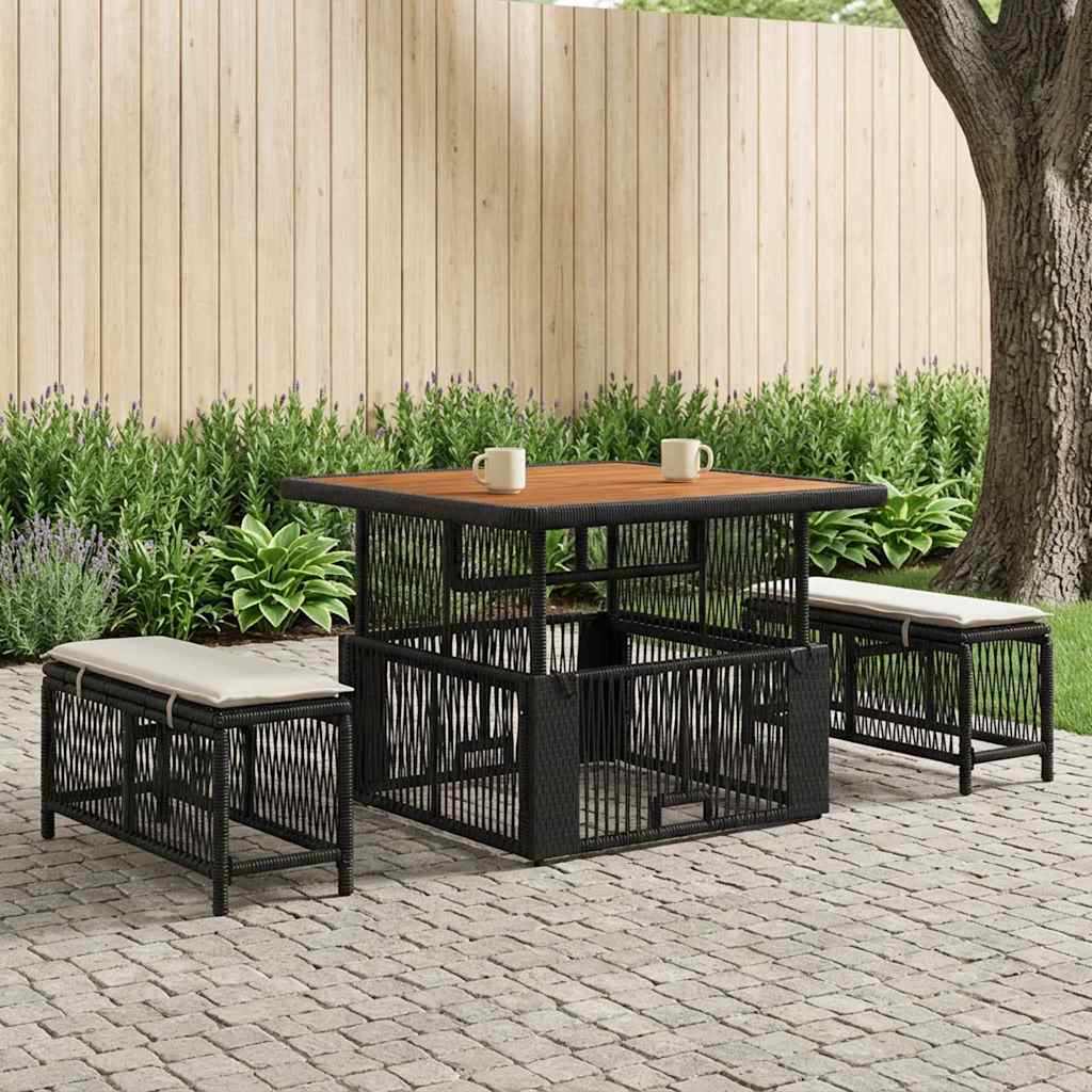 Vidaxl tuin eettafelset 3 st beige en crème poly rattan