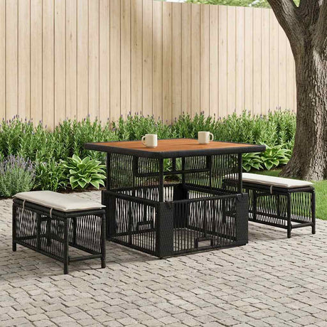 Vidaxl tuin eettafelset 3 st beige en crème poly rattan