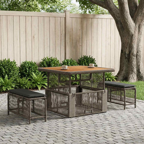 Vidaxl tuin eettafelset 3 st grijs en donkergrijs poly rattan