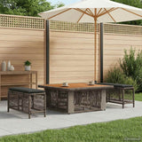 Vidaxl tuin eettafelset 3 st grijs en donkergrijs poly rattan