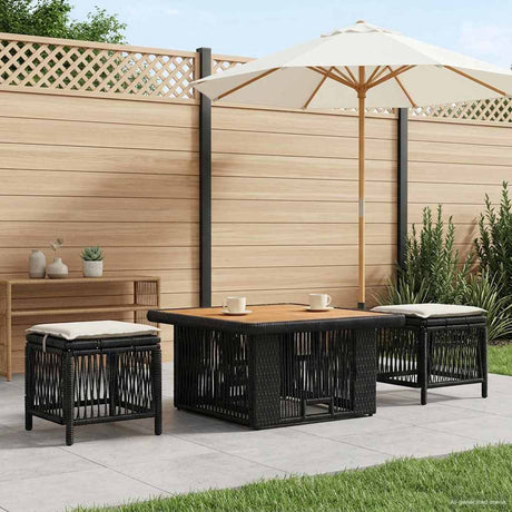 Vidaxl tuin eettafelset 3 st beige en crème poly rattan