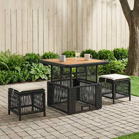 Vidaxl tuin eettafelset 3 st beige en crème poly rattan