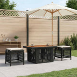 Vidaxl tuin eettafelset 3 st zwart en crème poly rattan