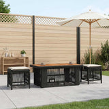 Vidaxl tuin eettafelset 4 st zwart en crème poly rattan