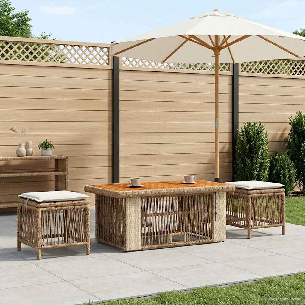 Vidaxl tuin eettafelset 4 st beige en crème poly rattan