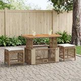 Vidaxl tuin eettafelset 4 st beige en crème poly rattan