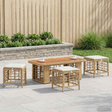 Vidaxl tuin eettafelset 4 st natuur en wit poly riet en acaciahout