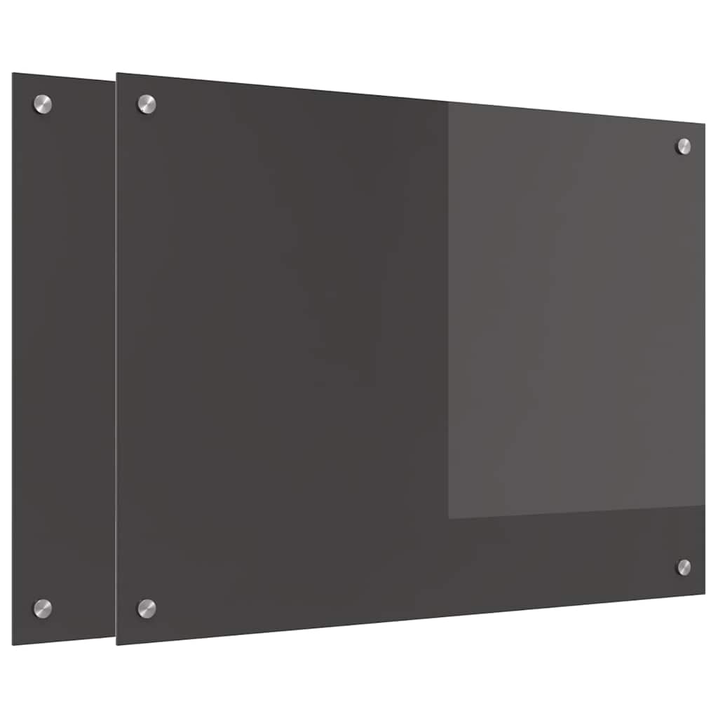 Vidaxl keukenachterwand 2 st donkergrijs 80 x 60 cm gehard glas
