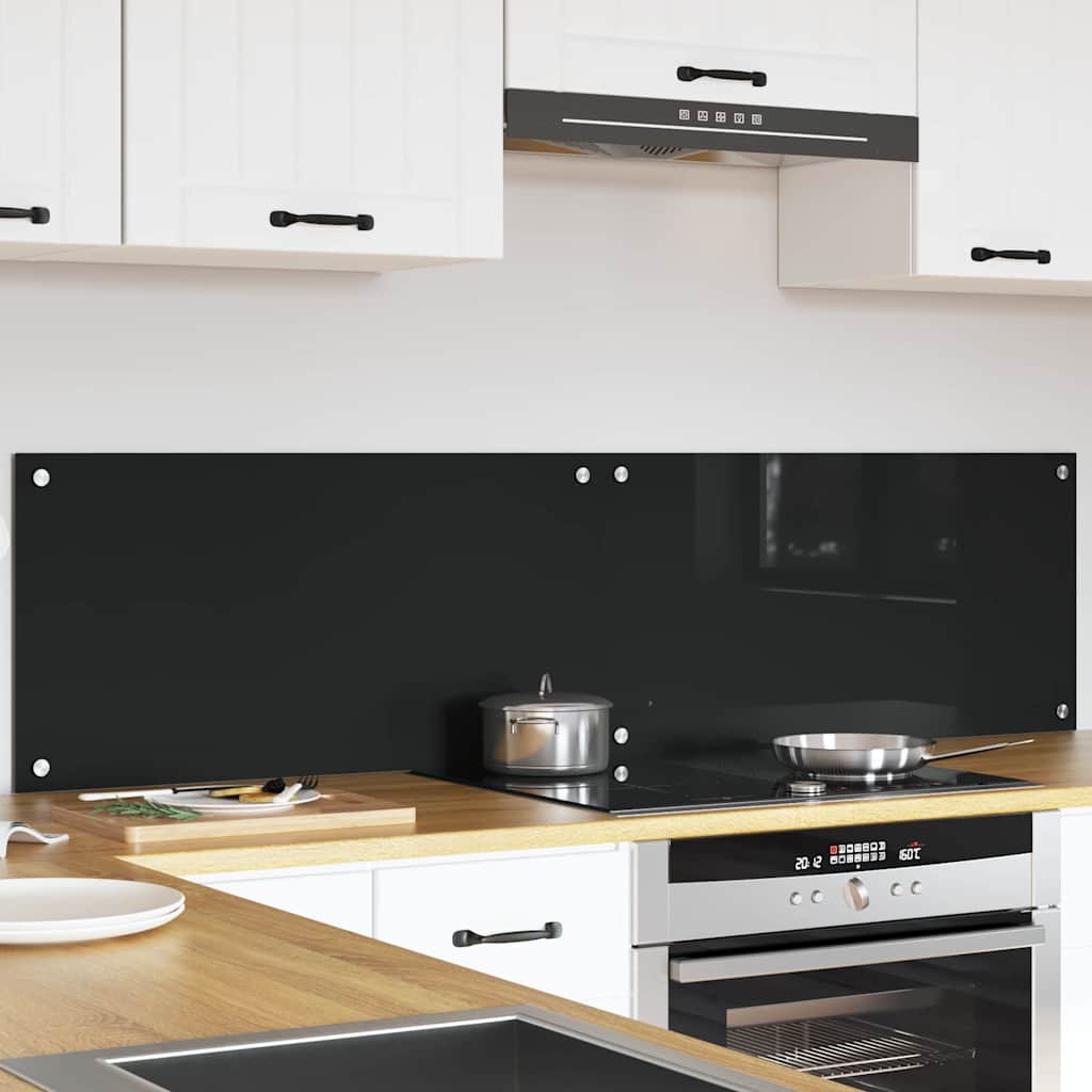 Vidaxl keukenachterwand 2 st zwart 80 x 40 cm gehard glas