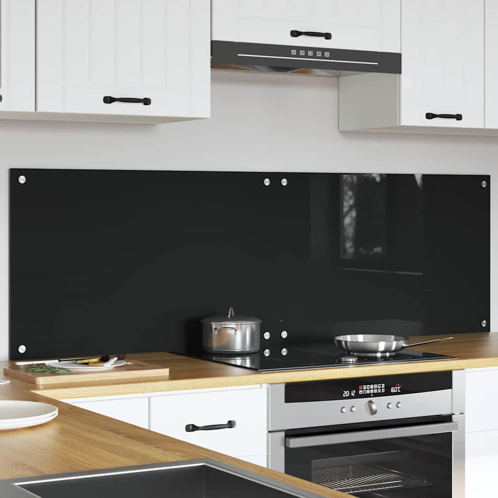 Vidaxl keukenachterwand 2 st zwart 80 x 50 cm gehard glas