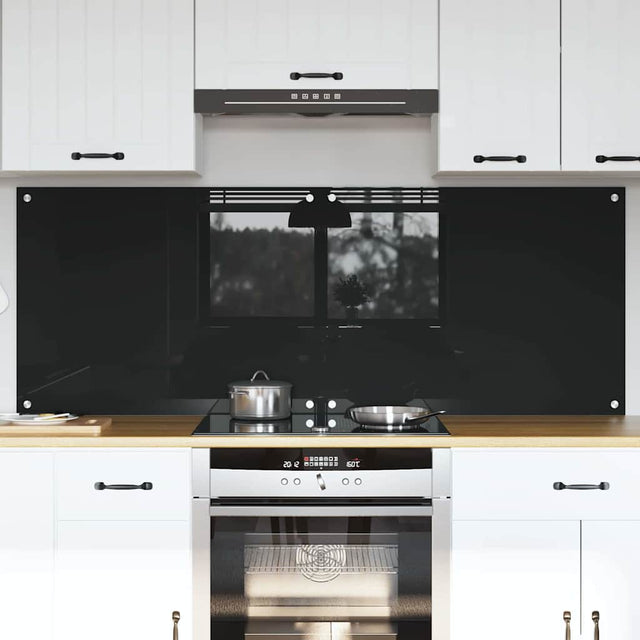 Vidaxl keukenachterwand 2 st zwart 80 x 60 cm gehard glas