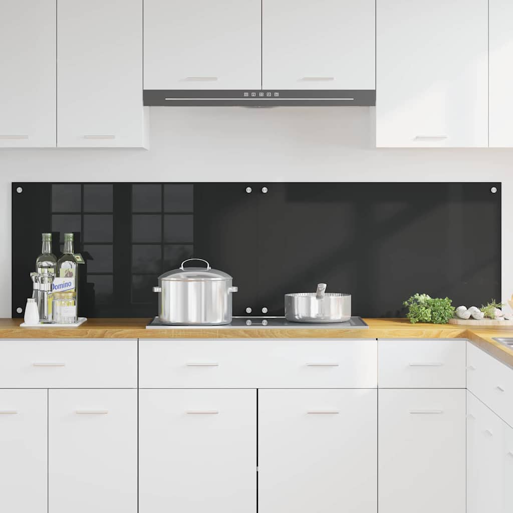 Vidaxl keukenachterwand 2 st zwart 90 x 50 cm gehard glas