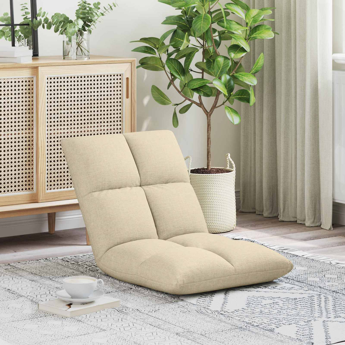 Vidaxl verstelbare vlo stoelen crèmekleurig stof