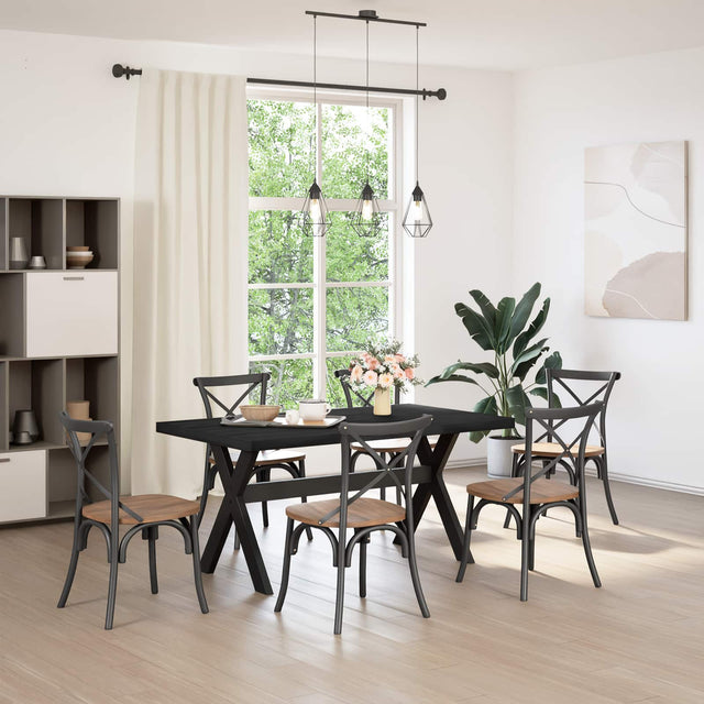 Vidaxl eettafel noain 160 cm massief grenenhout zwart rechthoekig