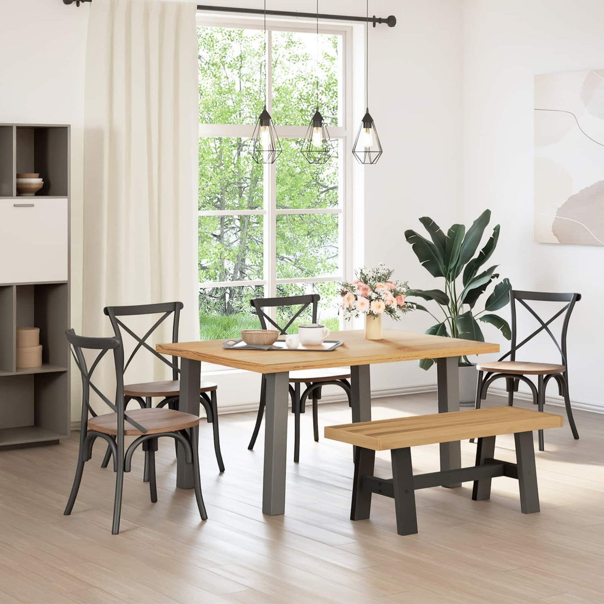 Vidaxl eetbank noain 120 x 41 x 45 cm massief grenenhout naturel