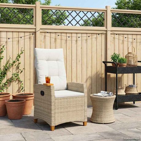 Vidaxl verstelbare stoel met theeplaat poly rattan