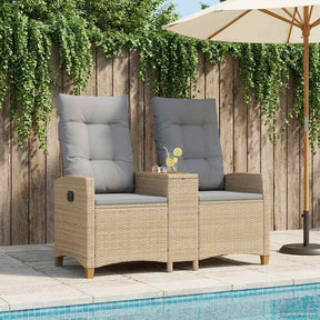 Vidaxl ligbank met tafel 2 -seater 126 x 65 x 112 cm poly rattan