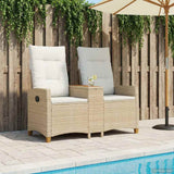 Vidaxl ligbank met tafel 2 -seater 126 x 65 x 112 cm poly rattan