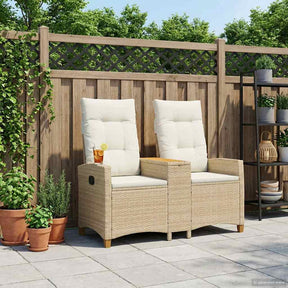 Vidaxl ligbank met tafel 2 -seater 126 x 65 x 112 cm poly rattan
