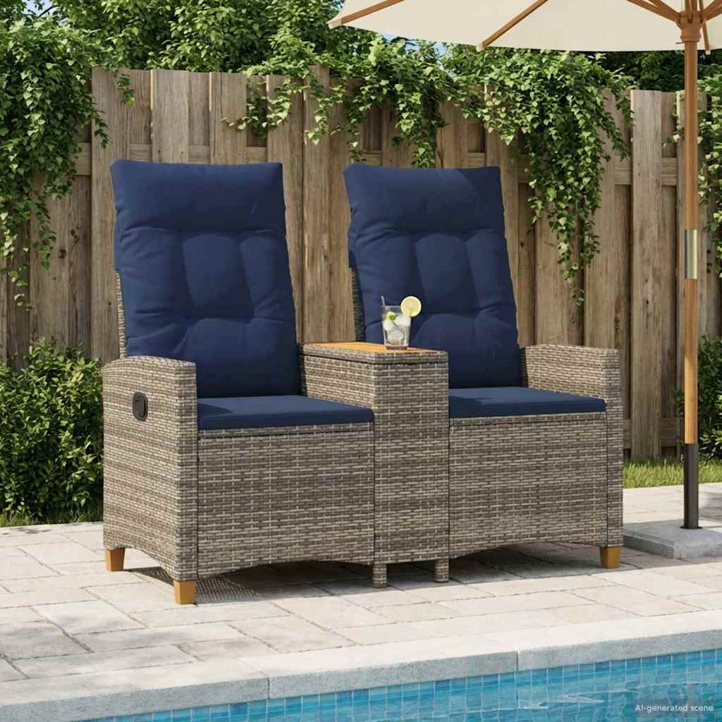 Vidaxl ligbank met tafel 2 -seater 126 x 65 x 112 cm poly rattan
