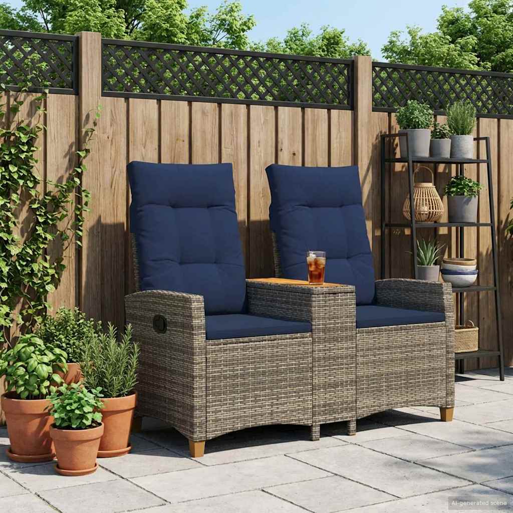 Vidaxl ligbank met tafel 2 -seater 126 x 65 x 112 cm poly rattan