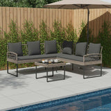 Vidaxl tuinbankenset 2 st grijs poly rattan staal