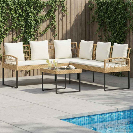 Vidaxl tuinbankenset 2 st naturel poly rattan staal