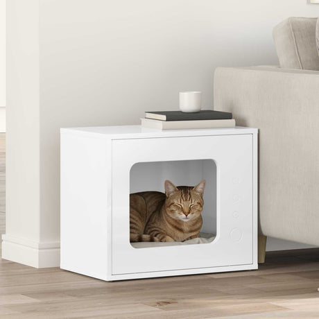 Vidaxl kattenhuis hoogglans wit 51 x 30 x 42,5 cm bewerkt hout