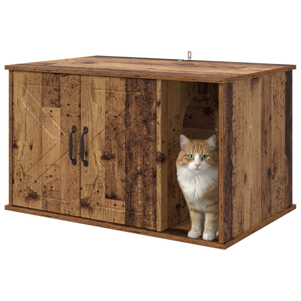Vidaxl kattenhuis oud hout 85 x 55 x 50,5 cm bewerkt hout