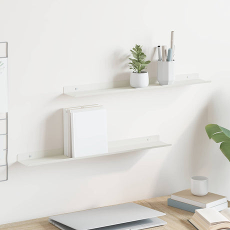 Vidaxl drijvende plank 2 st wit 60 x 8,5 x 2,5 cm staal