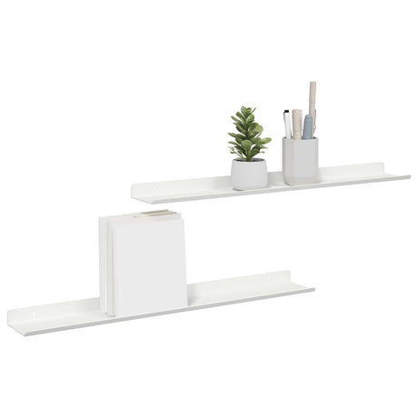 Vidaxl drijvende plank 2 st wit 60 x 8,5 x 2,5 cm staal