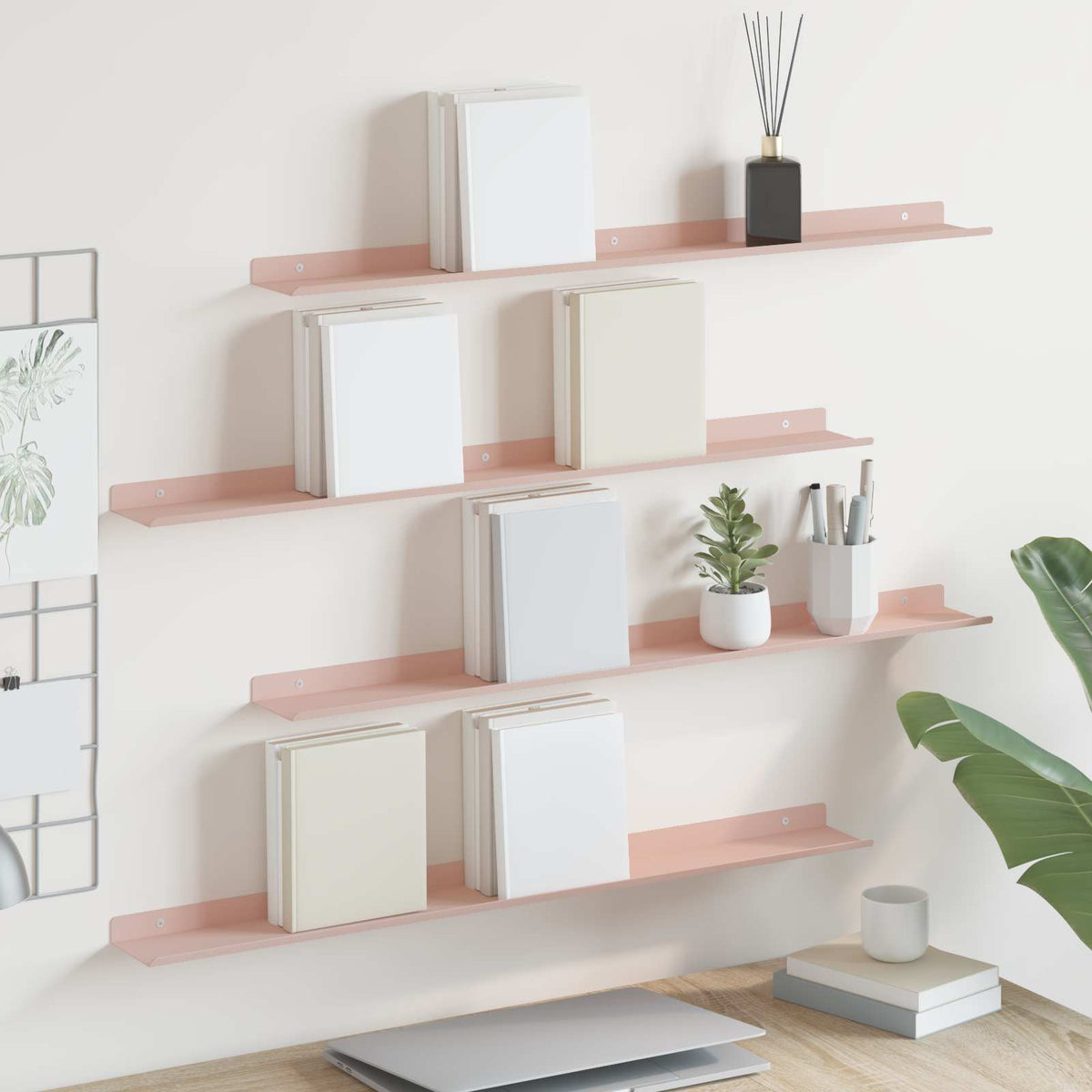 Vidaxl drijvende plank 4 st roze 80 x 9 x 2,5 cm staal