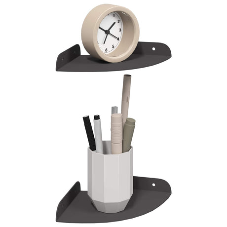 Vidaxl hoek vloeiende plank 2 st zwart 15 x 15 x 2 cm