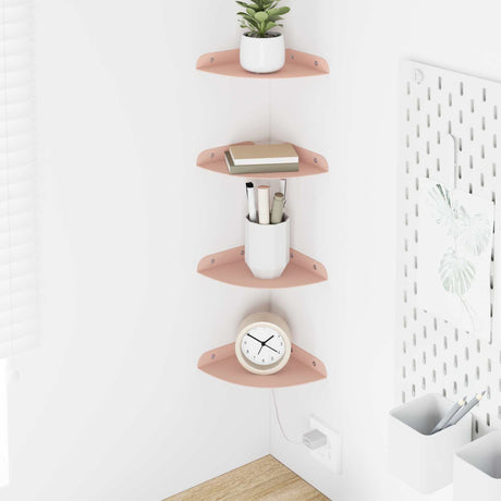 Vidaxl hoek vloeiende plank 4 st roze 15 x 15 x 2 cm