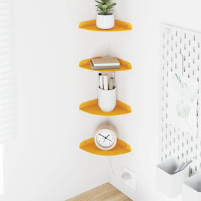 Vidaxl hoek vloeiende plank 4 st mosterdgeel 15 x 15 x 2 cm