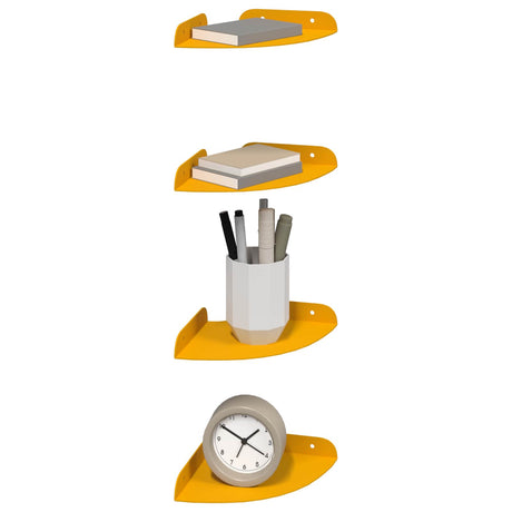 Vidaxl hoek vloeiende plank 4 st mosterdgeel 15 x 15 x 2 cm