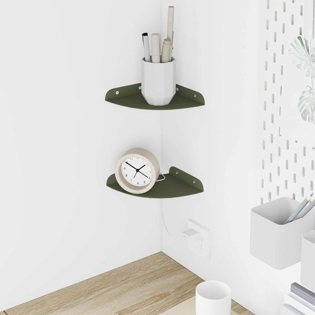 Vidaxl hoek vloeiende plank 2 st olijf groen 15 x 15 x 2 cm
