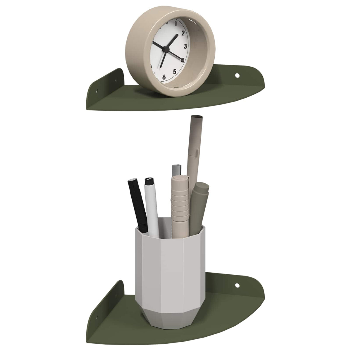 Vidaxl hoek vloeiende plank 2 st olijf groen 15 x 15 x 2 cm