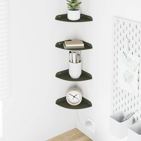 Vidaxl hoek vloeiende plank 4 st olijf groen 15 x 15 x 2 cm